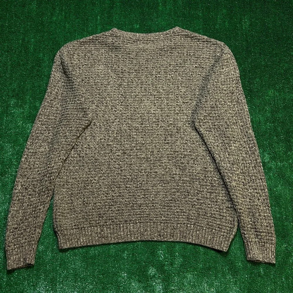 Vintage Consensus Sweater Waffle Knit Cotton Crewneck Brown Green Mens Large